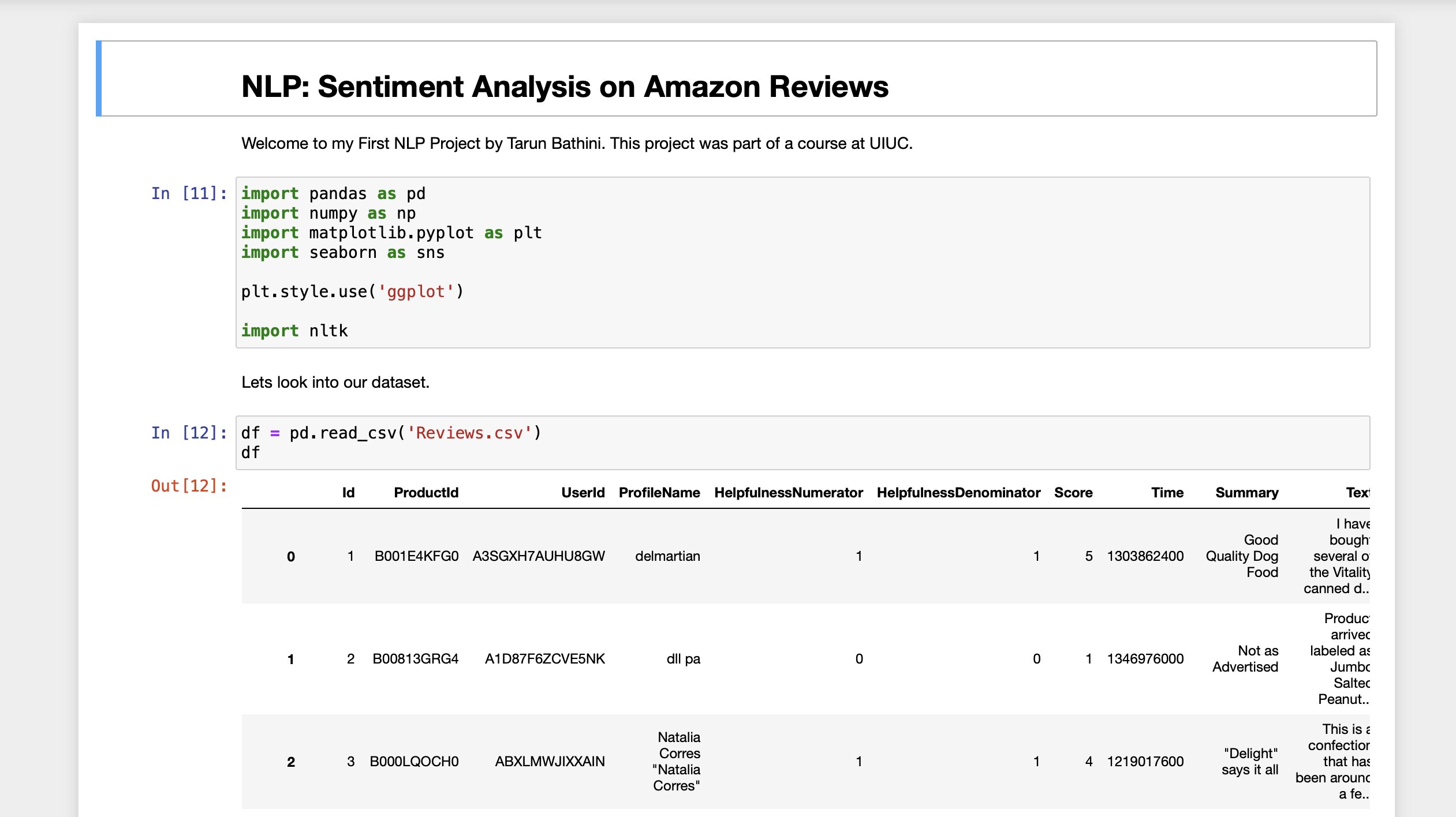 First Project Dabbling into NLP with Amazon Reviews